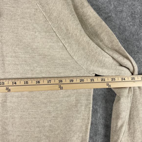 J Crew Raglan Budded Crewneck Sweater Mens Medium Beige Cotton Knit Preppy NEW - Picture 8 of 14